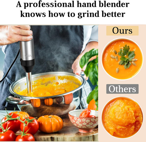 YIOU Immersion Blender, Ultra-Stick Hand Blender 500 Watt with Heavy Duty Copper Motor for Soups and Smoothies (Black)