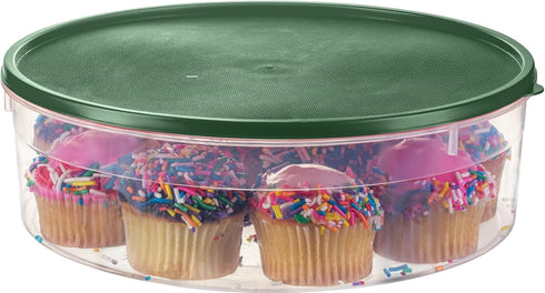 Zilpoo 2 Pack 10.5" Plastic Round Food Storage Containers with Lid, Covered Pie Keeper, Christmas Cookie, Cupcake