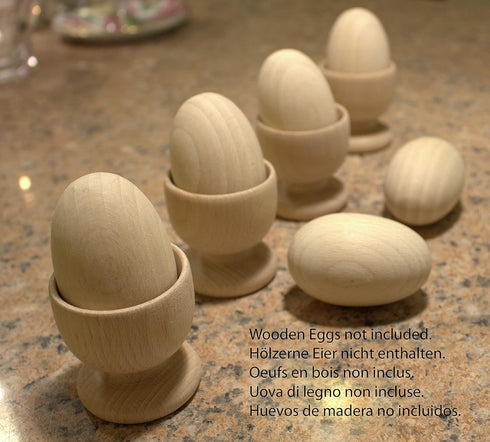 efo Wooden Egg Cups | Boiled Egg Holder | Easter Decor | Arts and Crafts DIY Unfinished Wood | Egg Cup Set of 4