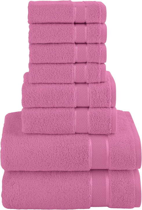 Elegant Comfort Premium Cotton 8-Piece Towel Set, Includes 4 Washcloths, 2 Hand