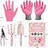 WORKPRO Aluminum Garden Tool Set, 4PCS Heavy Duty Hand Tools with Box, Trowel, Rake, Pruner, Gloves, Pink