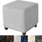 HFCNMY Ottoman Cover Square,Stretch Velvet Square Thick Slipcover Washable Storage Foot Stool with
