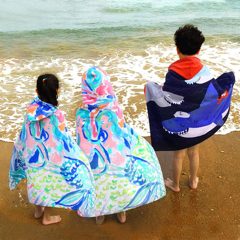 50x30 inches 3-12 BANGSAUR Kids Beach Towels with Hood, Soft Cotton Toddlers Girls Baby Years Bath Pool Swiming Towel