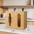 2 1 Trash Bag Dispenser & Grocery Bag Organizer, in Bamboo Garbage Bags Storage Box for Cabinet Door, Under Sink