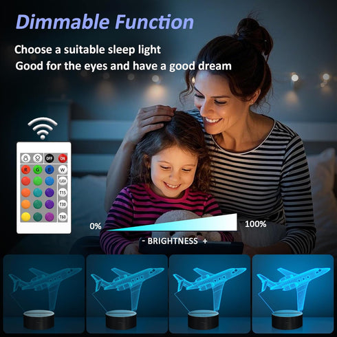 3D OkiyiD Airplane Gifts for Boy, Men, Aircraft Night Light, Gulfstream Illusion Lamp with Remote and Touch Control