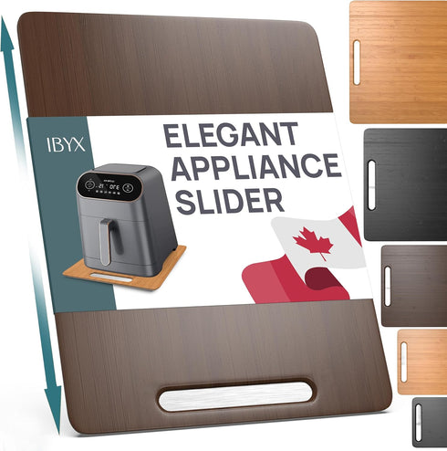 Ibyx Elegant Sliding Tray for Coffee Maker & Heavy Kitchen Appliances - Sturdy, Brown, Large (12” x 16”)
