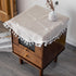 Kunxufi 24 Inch Farmhouse Small Round Brown Waterproof Tablecloth Heavy Weight Cotton Linen Table Cloth with Tassels