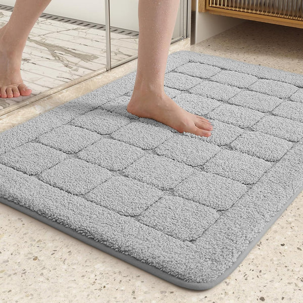 Color&Geometry Gray Bathroom Rugs, Non Slip Washable 17"x30" Luxury Absorbent Bath Mats for Bathroom