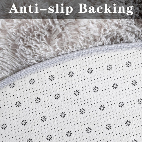 ConCus-T Grey Bath Mat, Faux Fur Plush Anti Slip Bathroom Rug Doormat for Bedroom, Tie-Dye Light Grey, 24''X16''