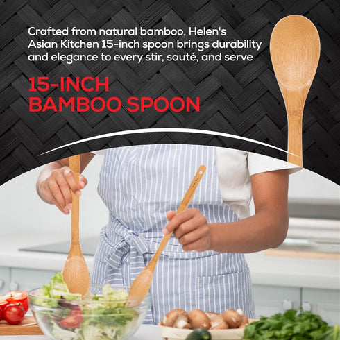 Helen’s Asian Kitchen Bamboo Kitchen Spoon, 15-Inch Cooking Utensil
