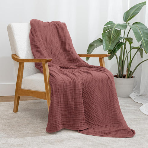 50 60 6-Layer Packaged Comfy Cubs Muslin Throw Blanket - x Quilted Design - Lightweight, Breathable Gauze Fabric - Soft