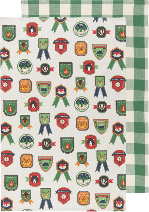 Now Designs Explore More Printed and Woven Kitchen Towels, Set of 2