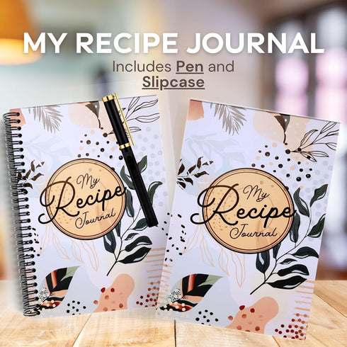 Performore My Recipe Journal 8.5” x 11” Spiral Recipe Notebook, Blank Recipe Book Spiral Bound to Write in your Own Recipes, Includes Pen and Slipcase with 100 Blank Pages by Performore