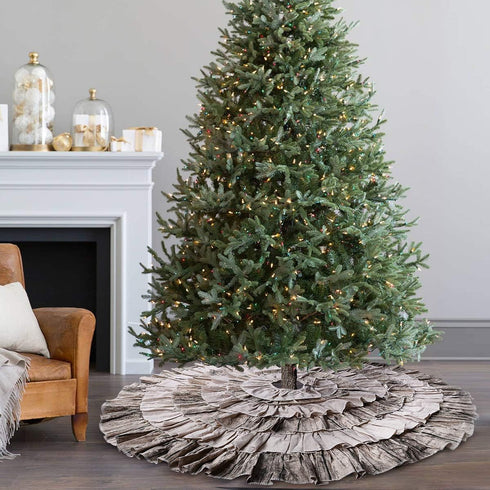 yuboo Spring Farmhouse Flowers Christmas Tree Skirt - 48 inches Burlap Easter 6-Layer Ruffle Farmhouse Decor
