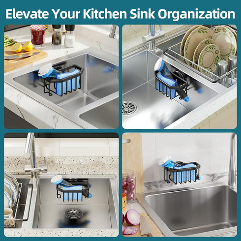 TAILI Sink Caddy with Strong Suction Cup, Sponge Holder for Kitchen Sink Organizer, Removable Sponge Caddy Inside Sink
