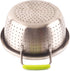 Stainless Steel Deep Colander, 2.5 Quart Micro-perforated Food Strainer with Green Silicone Handles for Draining Pasta