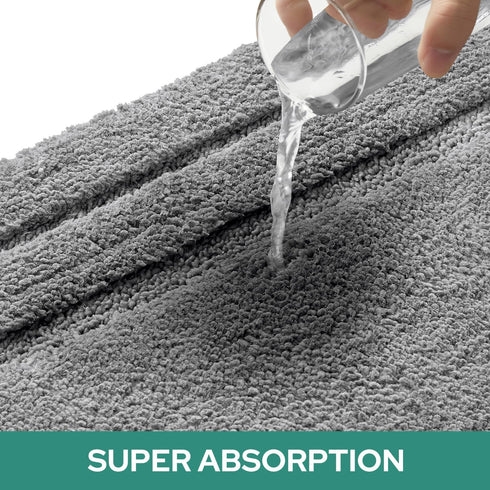 HOMEIDEAS 2 Piece Bathroom Rugs Set, Super Soft Non-Slip Microfiber U-Shaped Toilet Bath Mat, Machine Washable Grey