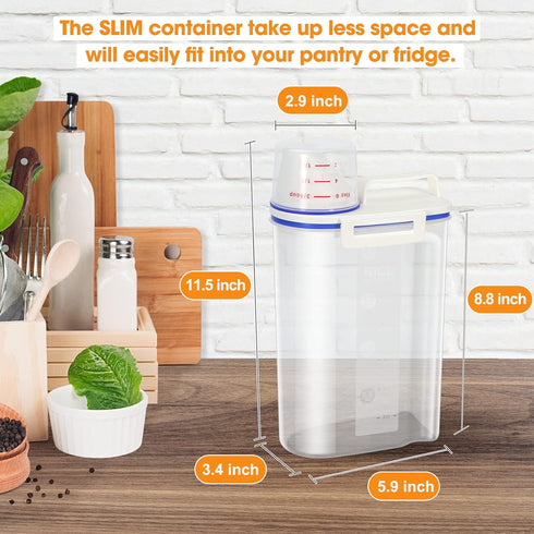 TBMax Rice Container 4 Lbs / 2 Kg Dispenser with Measuring Cup, BPA-Free Plastic Food Storage Holder