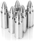 Bullet Whiskey Chillers Stones, Set of 6 Stainless Steel Bullet Shaped Ice Cubes, Gift Box, Tongs, Storage Bag