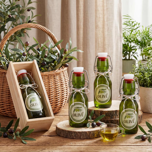 20 Pack Favors(4 oz,Olive Queekay Mini Swing Top Glass Bottles for Vanilla Extract Homemade Olive Oil Bottles with Lids