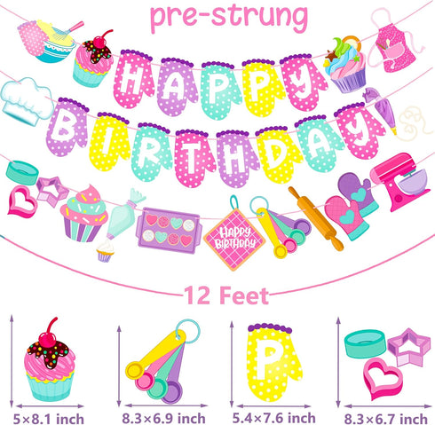 Baking Birthday Party Banners, 3Pcs Baking Theme Decoration for Baby Shower Supplies