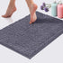 LuxUrux Bath Mat, Extra-Soft Plush Non-Slip Bathroom Rug, 17 x 24 inches, Dark Gray Chenille Microfiber