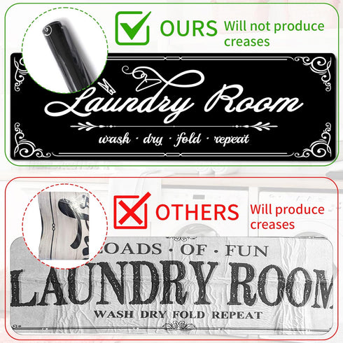 Laundry Room Rug Runner, 17.7"x45" Non Slip Black Laundry Rugs, Farmhouse Washable Floor Mats for Laundry Room
