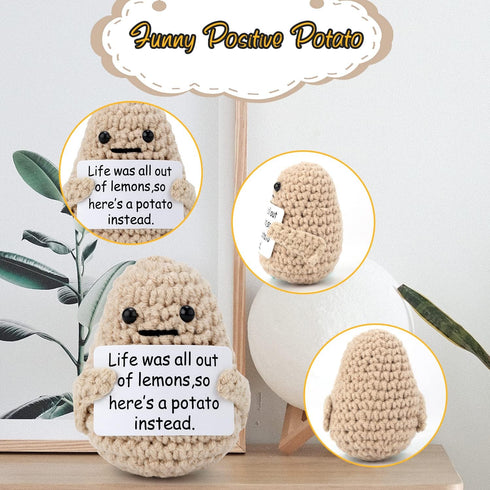 TOYMIS 3 inch Life Interesting Knitted Positive Potato Mini Funny Positive Potato, Creative Cute Wool Funny Knitted