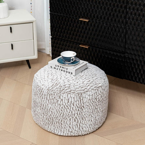 20x20x12 Inches Asuprui Pouf Ottoman Unstuffed Ottoman Foot Rest No Filler Soft Fur Foot Stool Fuzzy Chair Floor Pouf