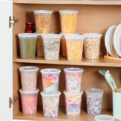 AOZITA 40 Sets 32 oz Plastic Deli Food Containers with Lids, Airtight for Freezer, Dishwasher, Microwave, Soup Storage