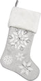Comfy Hour Let It Snow Collection Silver Snowflake Stocking, 18"x11", Polyester