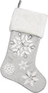 Comfy Hour Let It Snow Collection Silver Snowflake Stocking, 18"x11", Polyester