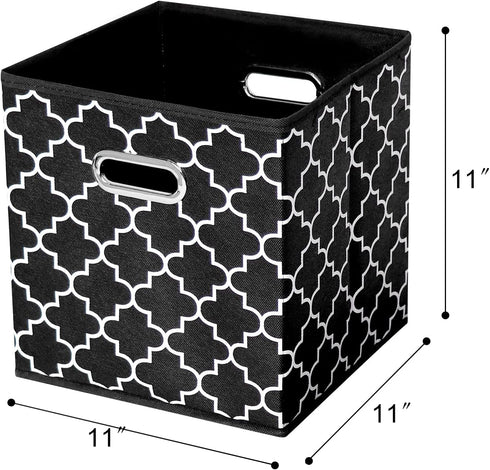Fabric Storage Bins Cubes, Foldable Organizer with Handle, Set of 6, 11x11x11 for Cloth or Accessory Storage