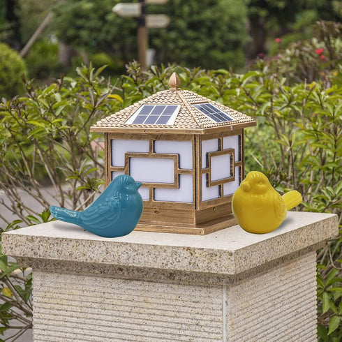 yhcdsea 2pcs-Set Yellow/Blue Decorative Bird Figurine, Glazed Ceramic Chubby Bird Figure for Indoor Outdoor Decor