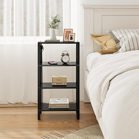 TB01BK080 TUTOTAK Narrow Side Table with Charging Station,Small End Table with USB Ports and Outlets, Skinny Sofa