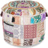 18x13) Aakriti Gallery Indian Pouf Footstool Ethnic Embroidered Pouf Cover, Indian Cotton Round Pouffe Ottoman Pouf
