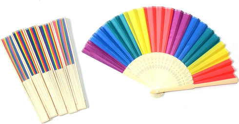 6 Pack Rainbow Hand Fans, Rainbow Themed Folding Fans for Party Decoration and Party Favors