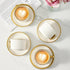 8oz Set, Set 4, LETAOTAO Cappuccino Cups with Saucers, Ceramic Coffee Cups with Saucers Latte Art Coffee Mugs with Gold