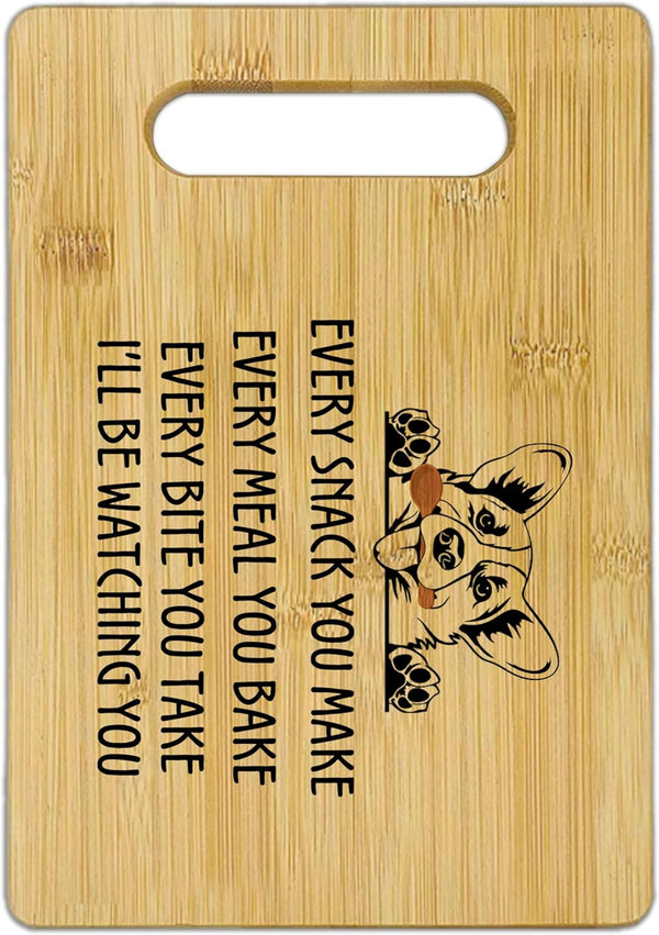 Corgi Cutting Board, Corgi Kitchen Decor, Corgi Gifts for Corgi Lovers Women, Peeking Corgi Dog Bamboo Board