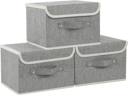 ENUMAIL Storage Boxes, Collapsible Storage Bins with Lids, Cotton and linen cloth Storage