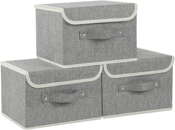 ENUMAIL Storage Boxes, Collapsible Storage Bins with Lids, Cotton and linen cloth Storage