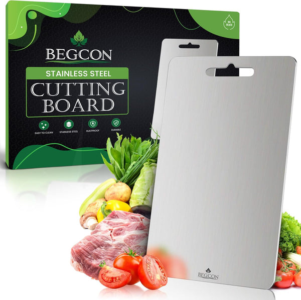 BEGCON Stainless Steel Cutting Boards for Kitchen - 304 Stainless Steel Food Grade,