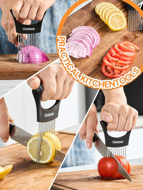 YUNHOME Stainless Steel Onion Slicer, Cutter for Slicing Onions, Tomatoes, Eggs, Fruits, and Vegetables
