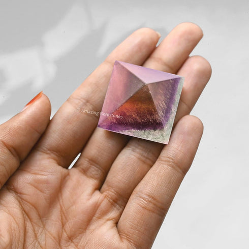 Fluorite Pyramid Crystal Healing Stones - 1" Natural Stone Pyramid for Meditation and Chakra Balancing