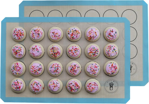 Silicone Baking Mats for Cookies - Pack of 2 Full Size Non-Stick Baking Mats with Size Guiding Circles