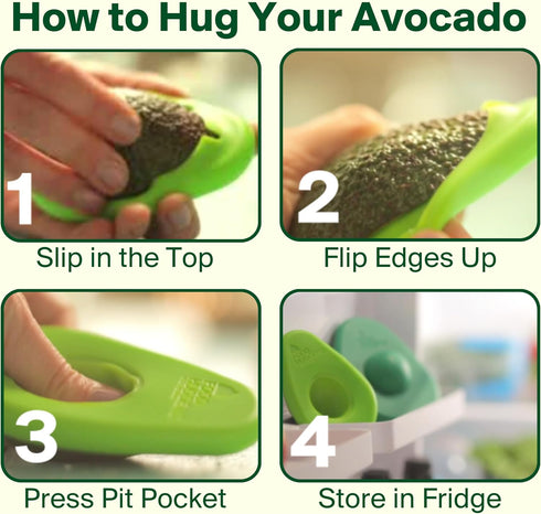 Food Huggers 2pc Silicone Avocado Huggers, Reusable Savers with Pit Storage, Large & Small, BPA Free