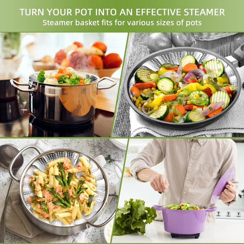 Steamer Basket, Premium Stainless Steel Vegetable Steamer for Veggies & Seafood, Expandable Fits Various Size Pots &