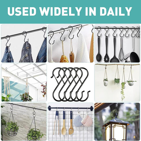 20 Pcs S Hooks Hanging Safety Buckle, 3.5 Inch Heavy-Duty Stainless-Steel Hooks for Kitchen Utensils, Pots, and Pans