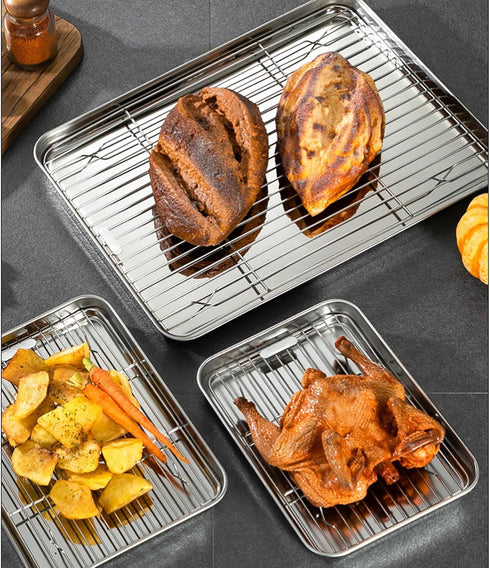 Line Roasting Racks, 1 Pcs 9.8 Inch x 7.3 Inch High Strength Stainless Steel Grill Racks for Baking and Cooling