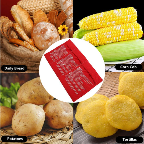 Microwave Potato Bags, 3 Pack Reusable Cooker Bag for Baked Pouch Potato, Red